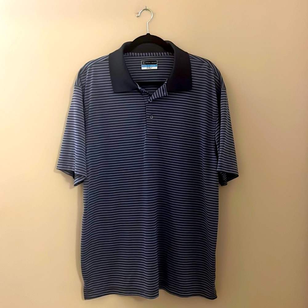 PGA Tour Men’s Airflux Blue Striped Golf Polo Shirt Size XL